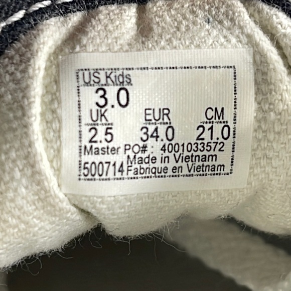 Vans Old Skool Black White Youth Size 3 Unisex - Picture 8 of 8